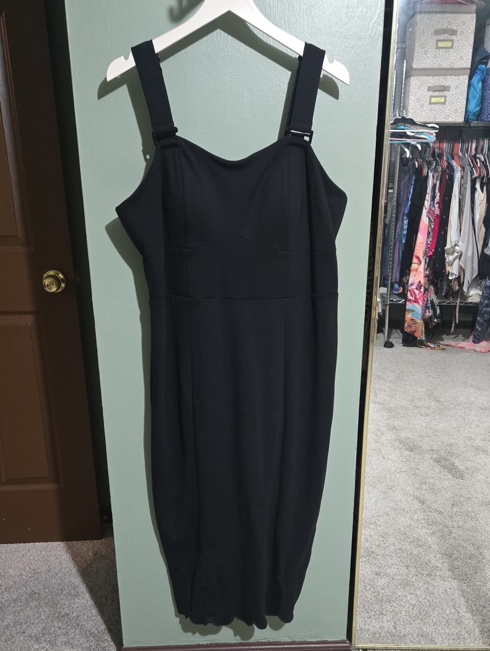 Melissa McCarthy Black Sleeveless Midi Dress with Wide Straps